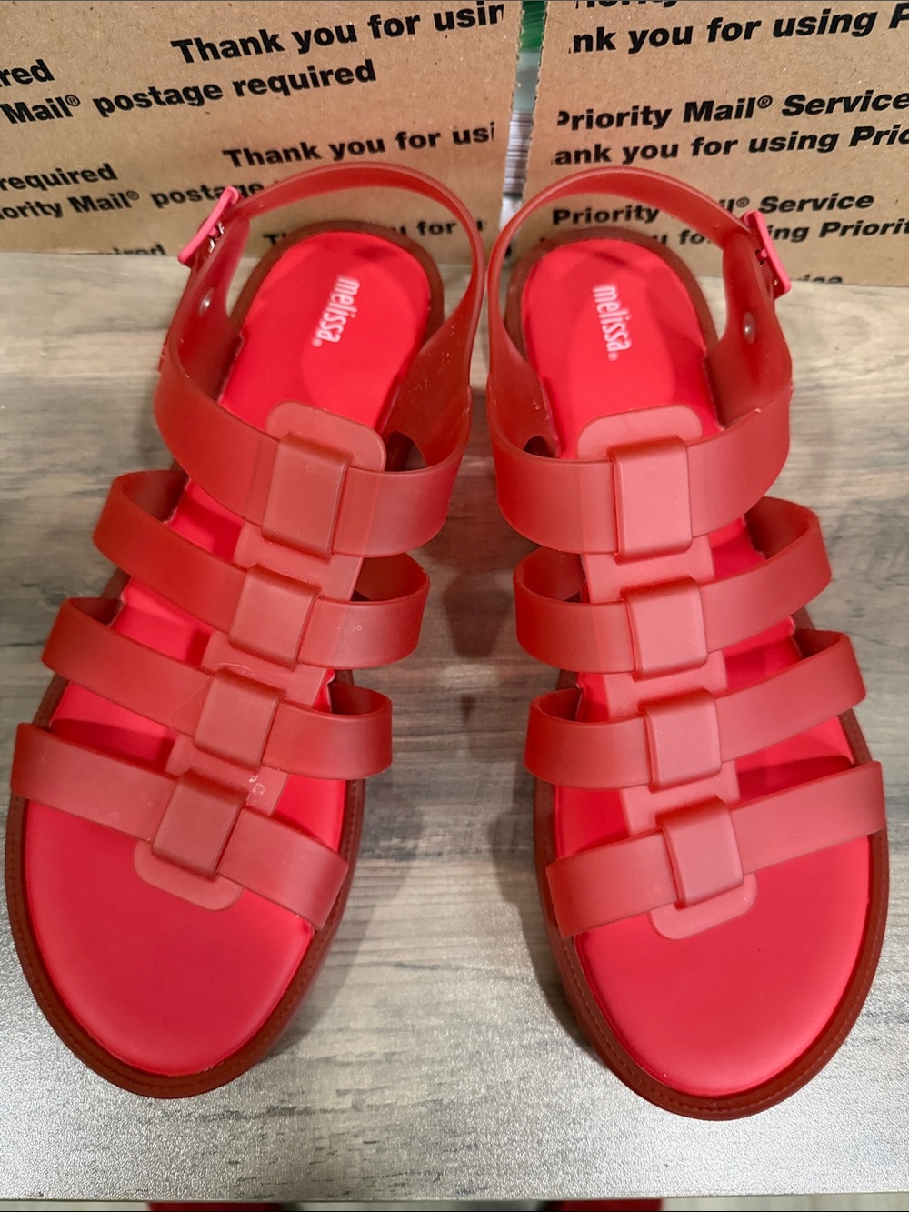 Melissa Strappy Flox Jelly Sandals in Red Unisex W 13, M 11 Open Toe Design